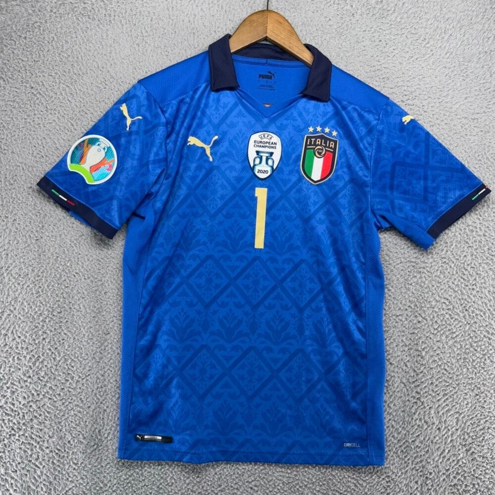 2020 Italy Soccer Jersey Men's Small Blue Italia 2020 European Cup Champions
